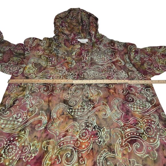 Soft Surroundings Womens PS Petite Small Hooded Top Batik Colorful Sharkbite Hem - Picture 8 of 11